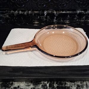 Visions Waffle Bottom Amber Glass Frying Pan, Corningware Pyroceram Skillet